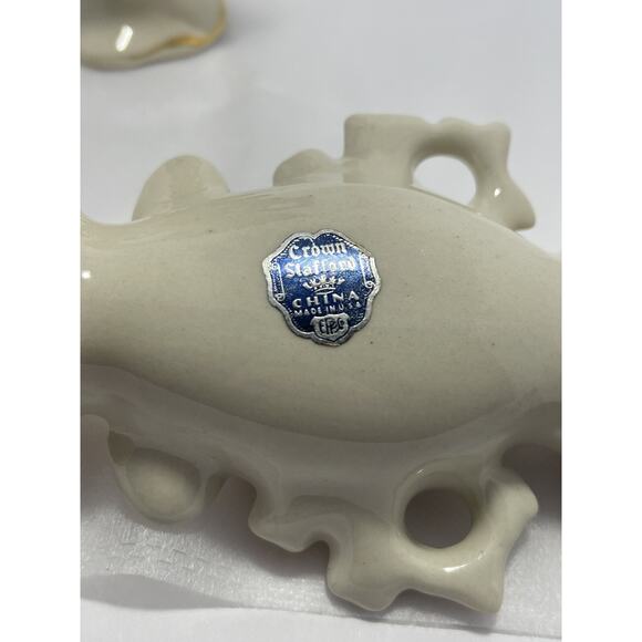 Crown Stafford china Hand Painted 5.5" Vase Figurine Set‎ Gold Trim Floral - Picture 15 of 16